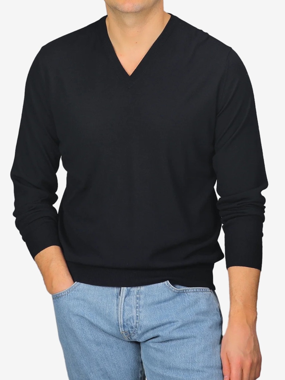 Brax Men's V-Neck Sweater in Black size 56